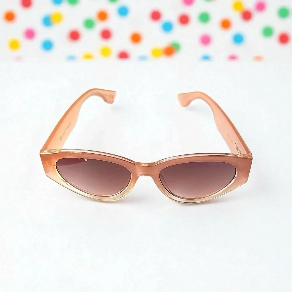 VELVET EYEWEAR The Rosa Cat Eye Sunglasses in blush w/microfiber pouch